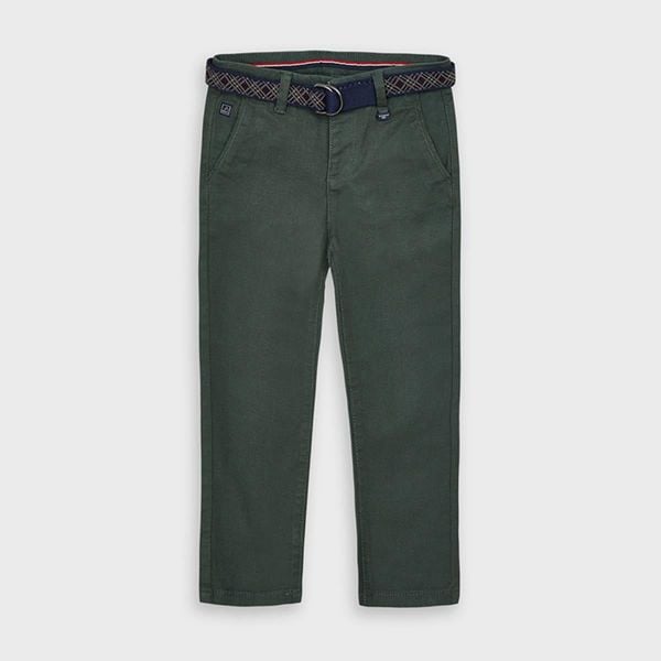 Pantaloni bambino Mayoral tessuto rigato verde con cintura - ErreGiModaBimbo