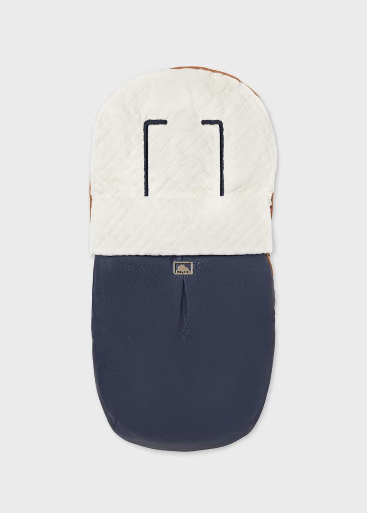 Sacco passeggino in similpelle e pellicciotto neonati Mayoral blu scuro - ErreGiModaBimbo