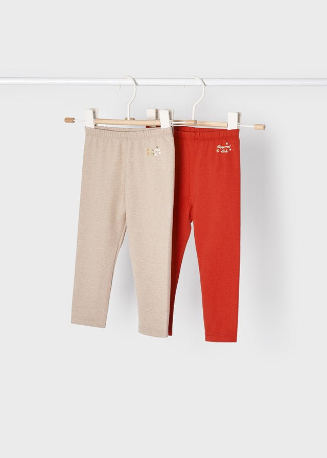 Set 2 Leggings basic neonata Mayoral nocciola e rosso - ErreGiModaBimbo