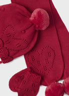 Set 3 pezzi Rosso cappello sciarpa e manopole neonata Mayoral - ErreGiModaBimbo