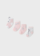Set 4 paia calzini neonata Mayoral Newborn con stampa giraffa rosa - ErreGiModaBimbo