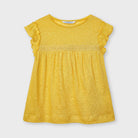 T-shirt blusa bambina Mayoral ricami giallo mostarda - ErreGiModaBimbo