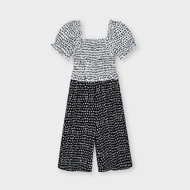 Tuta combinata bambina Mayoral bianco e nero pois - ErreGiModaBimbo