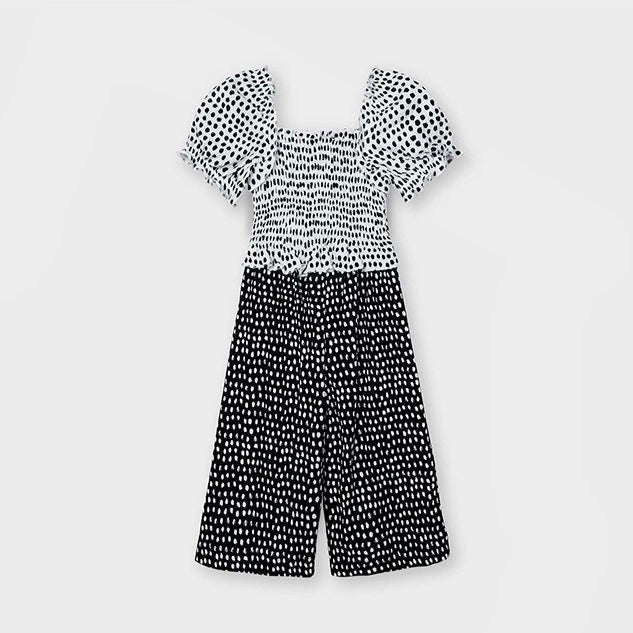 Tuta combinata bambina Mayoral bianco e nero pois - ErreGiModaBimbo