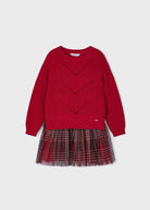 Vestito 2 pezzi combinato tulle con maglione bambina Mayoral rosso - ErreGiModaBimbo