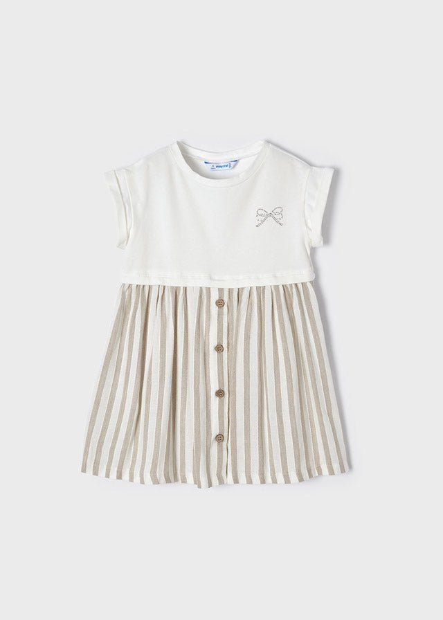 Vestito combinato bambina Mayoral righe beige - ErreGiModaBimbo