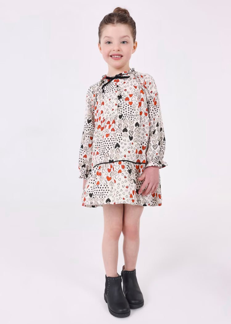 Vestito stampato filo metallizzato bambina Mayoral "Cuori" - ErreGiModaBimbo